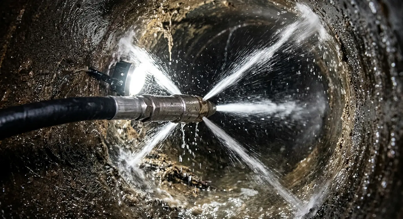 High-pressure hydro jetting nozzle cleaning sewer pipe for Storm Drain Cleaning in Peninsula